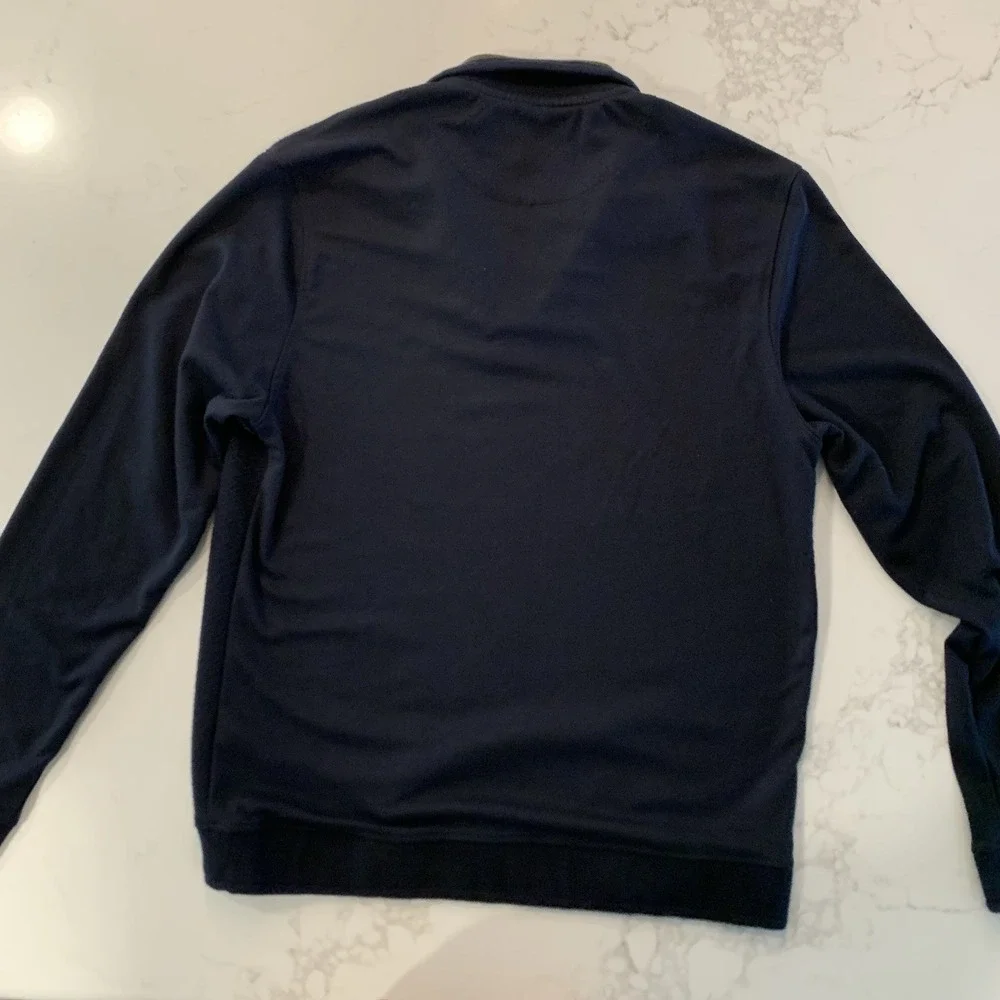 Porter & Ash Mens XL Quarter Zip Pullover Navy Textured Sweater Olive Collar